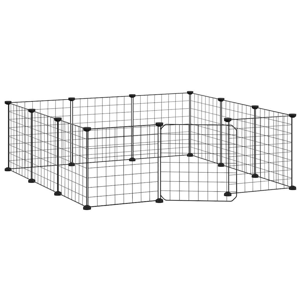 12-Panel Pet Cage with Door Black 35x35 cm Steel