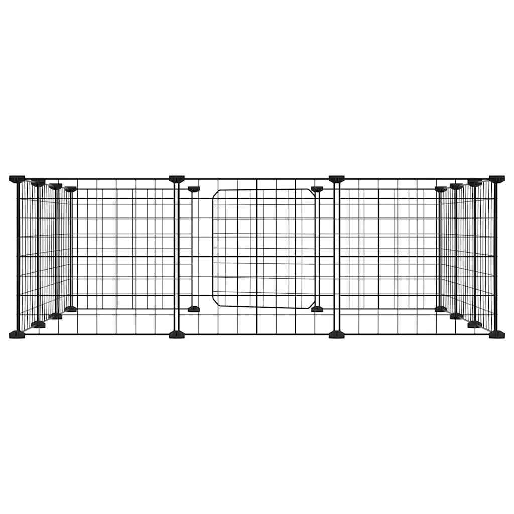 12-Panel Pet Cage with Door Black 35x35 cm Steel