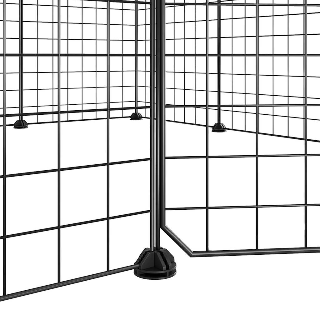 12-Panel Pet Cage with Door Black 35x35 cm Steel