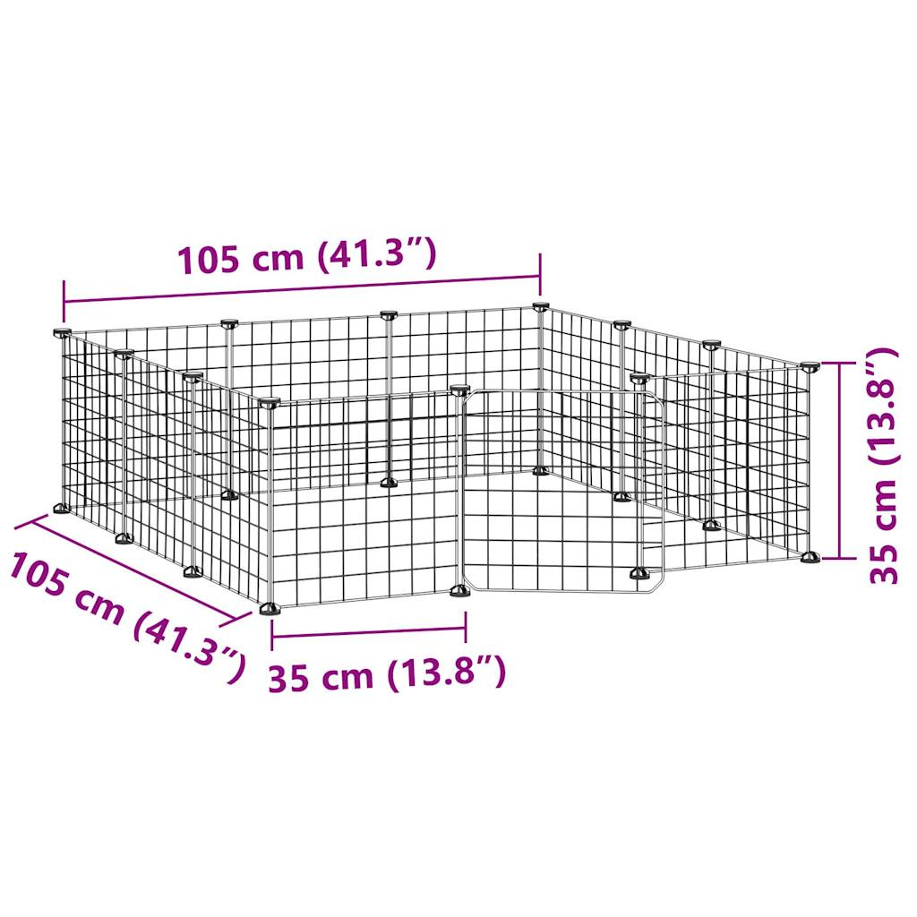 12-Panel Pet Cage with Door Black 35x35 cm Steel