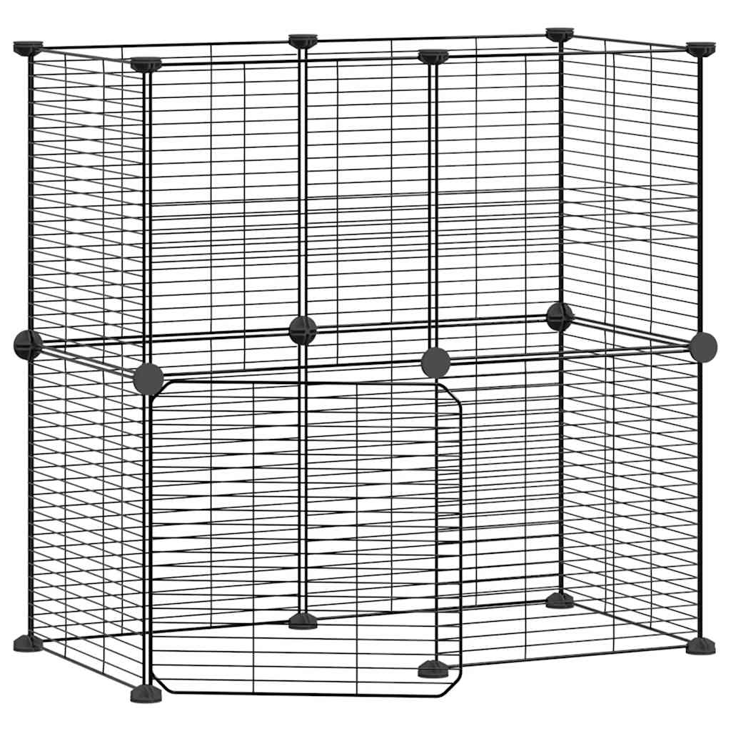 12-Panel Pet Cage with Door Black 35x35 cm Steel