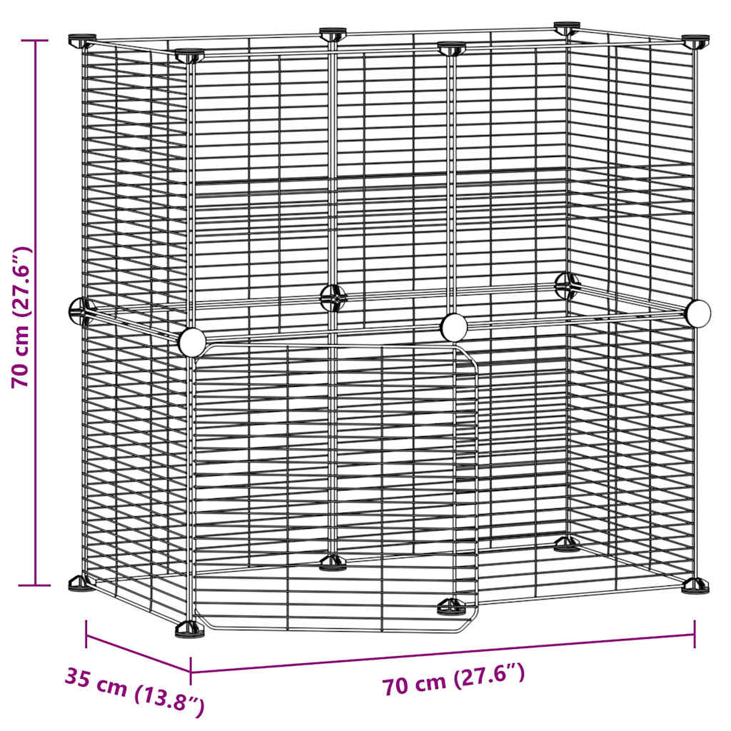 12-Panel Pet Cage with Door Black 35x35 cm Steel