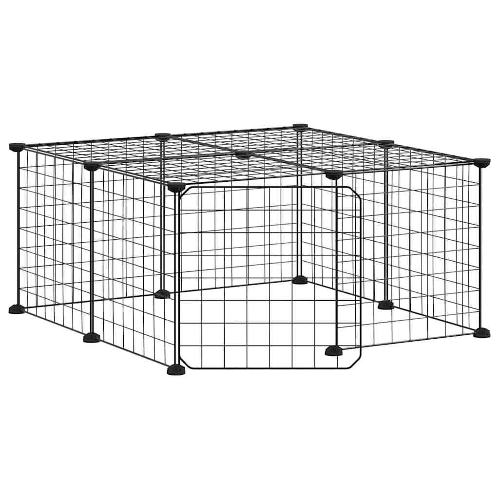 12-Panel Pet Cage with Door Black 35x35 cm Steel