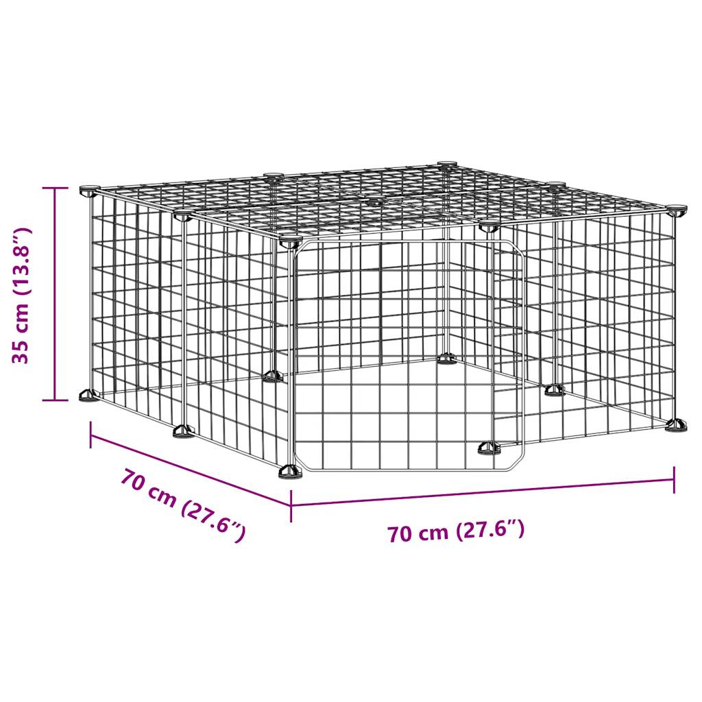 12-Panel Pet Cage with Door Black 35x35 cm Steel