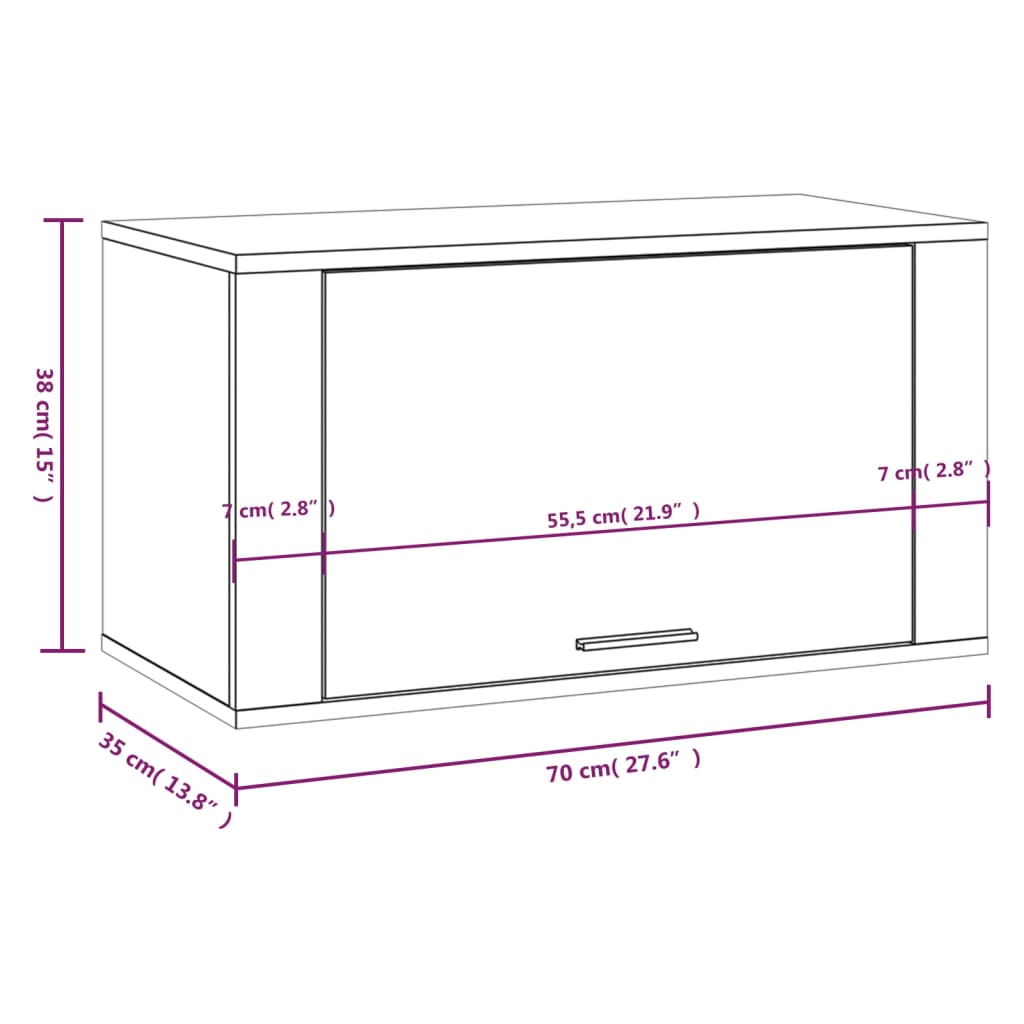 Wall-mounted Shoe Cabinet Black 70x35x38 cm Engineered Wood