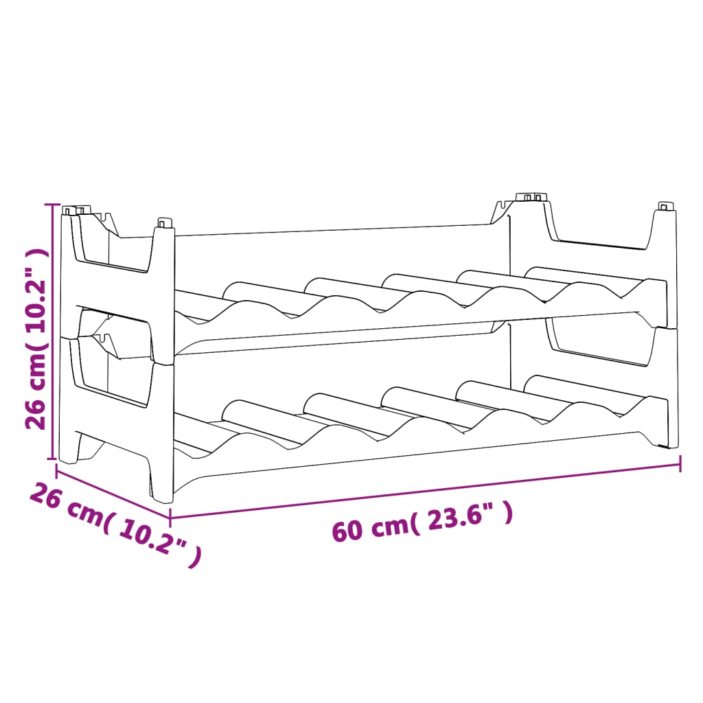 Wine Rack for 12 Bottles PP Stackable