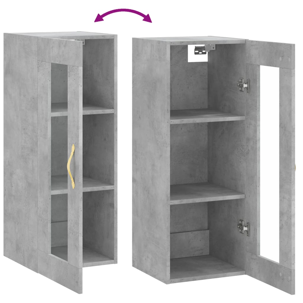 Wall Mounted Cabinet Concrete Grey 34.5x34x90 cm