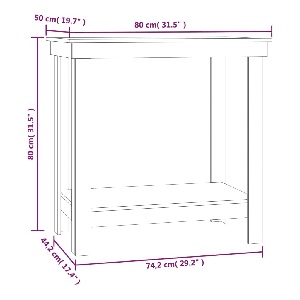 Work Bench 80x50x80 cm Solid Wood Pine