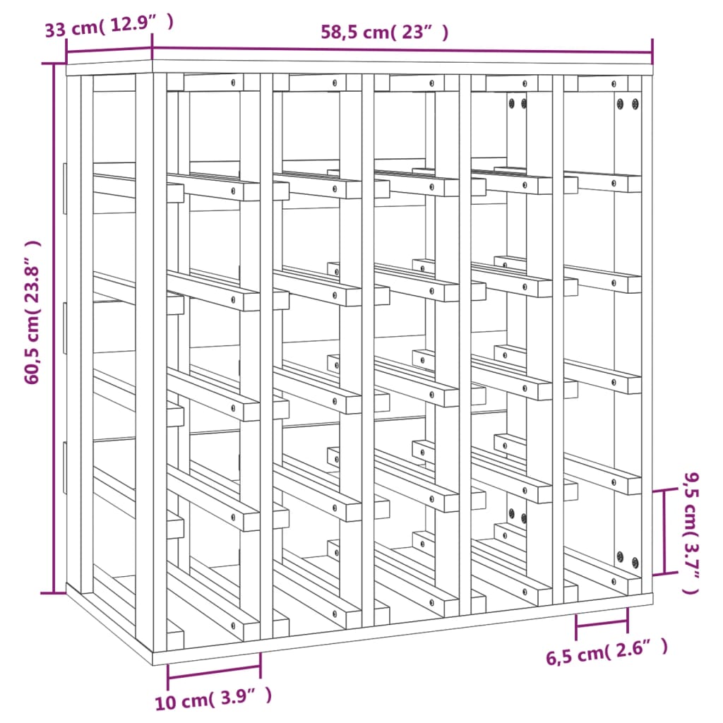 Wine Rack 58.5x33x60.5 cm Solid Wood Pine