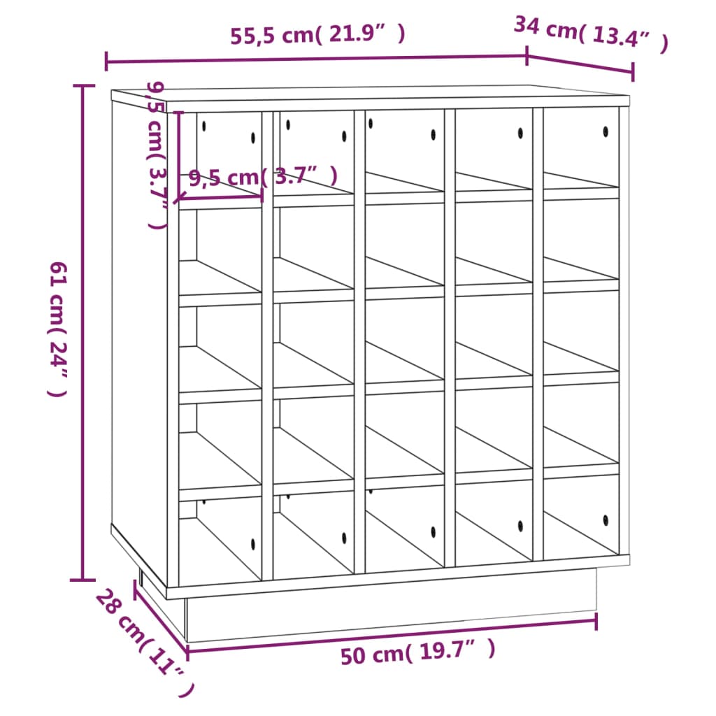 Wine Cabinet 55.5x34x61 cm Solid Wood Pine