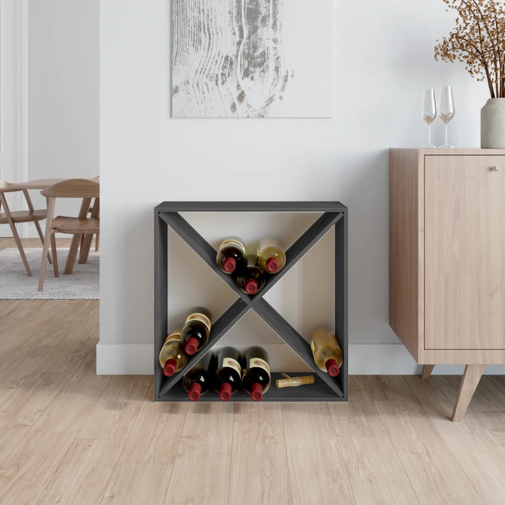 Wine Cabinet Grey 62x25x62 cm Solid Wood Pine