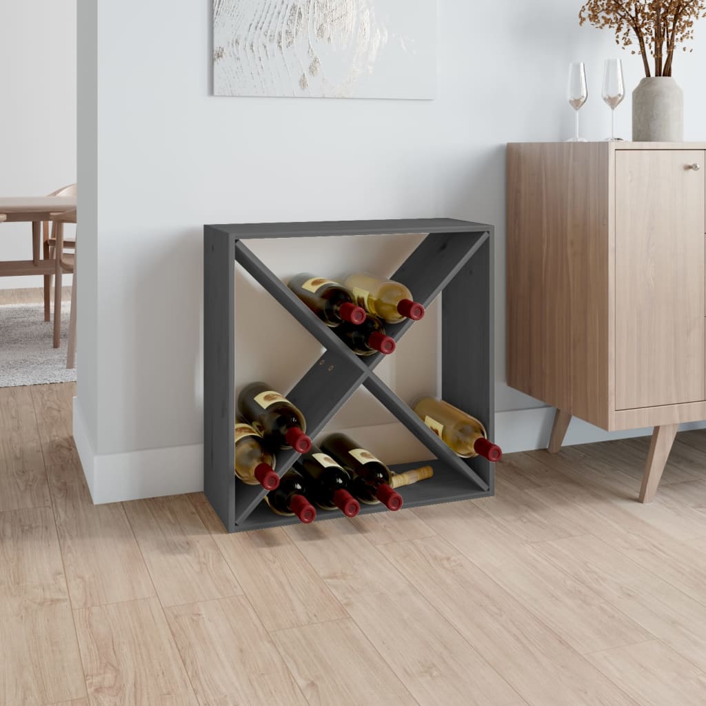 Wine Cabinet Grey 62x25x62 cm Solid Wood Pine