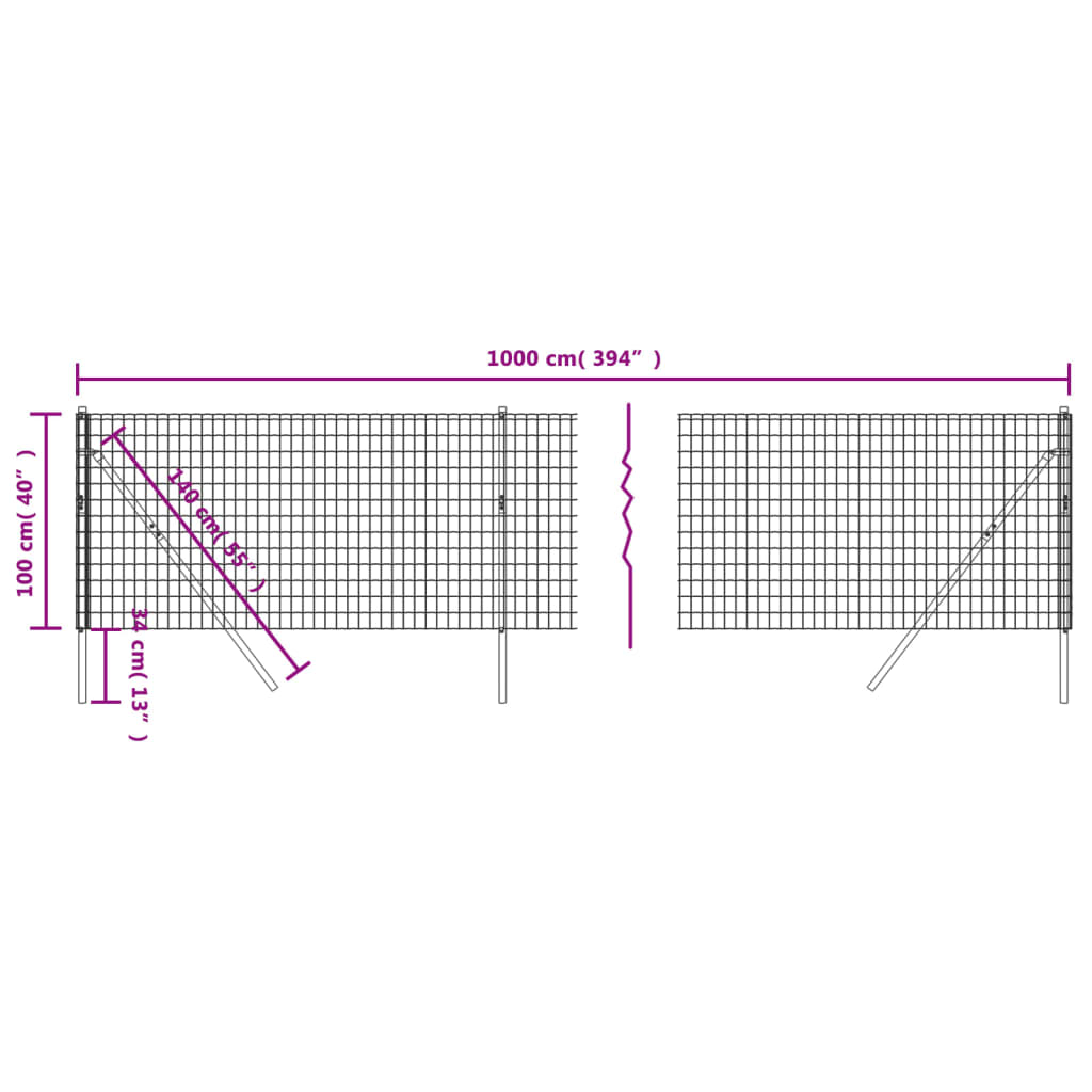 Wire Mesh Fence Green 1x10 m Galvanised Steel