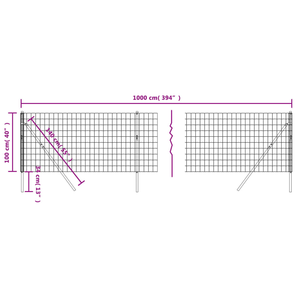 Wire Mesh Fence Anthracite 1x10 m Galvanised Steel