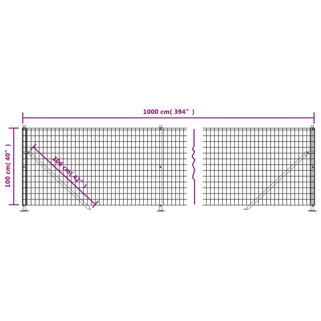 Wire Mesh Fence with Flange Anthracite 1x10 m