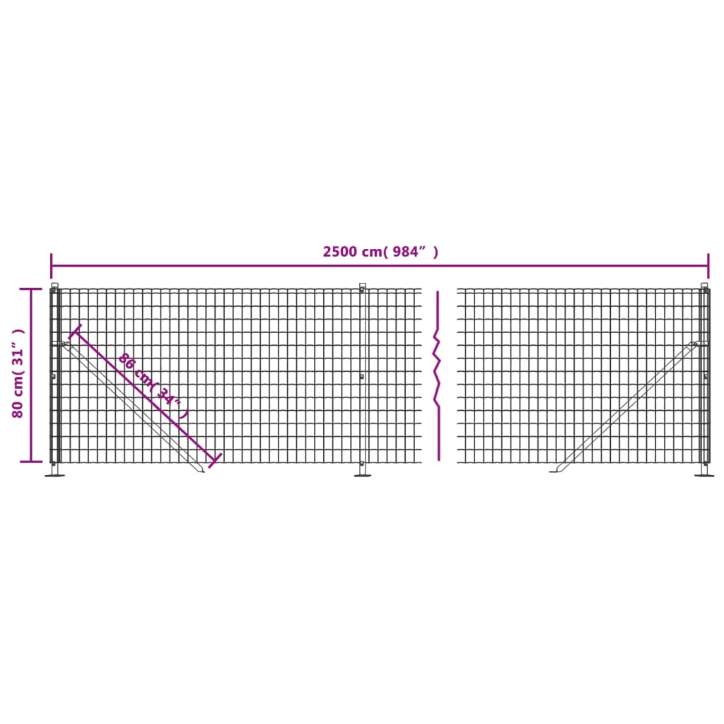 Wire Mesh Fence with Flange Anthracite 0.8x25 m