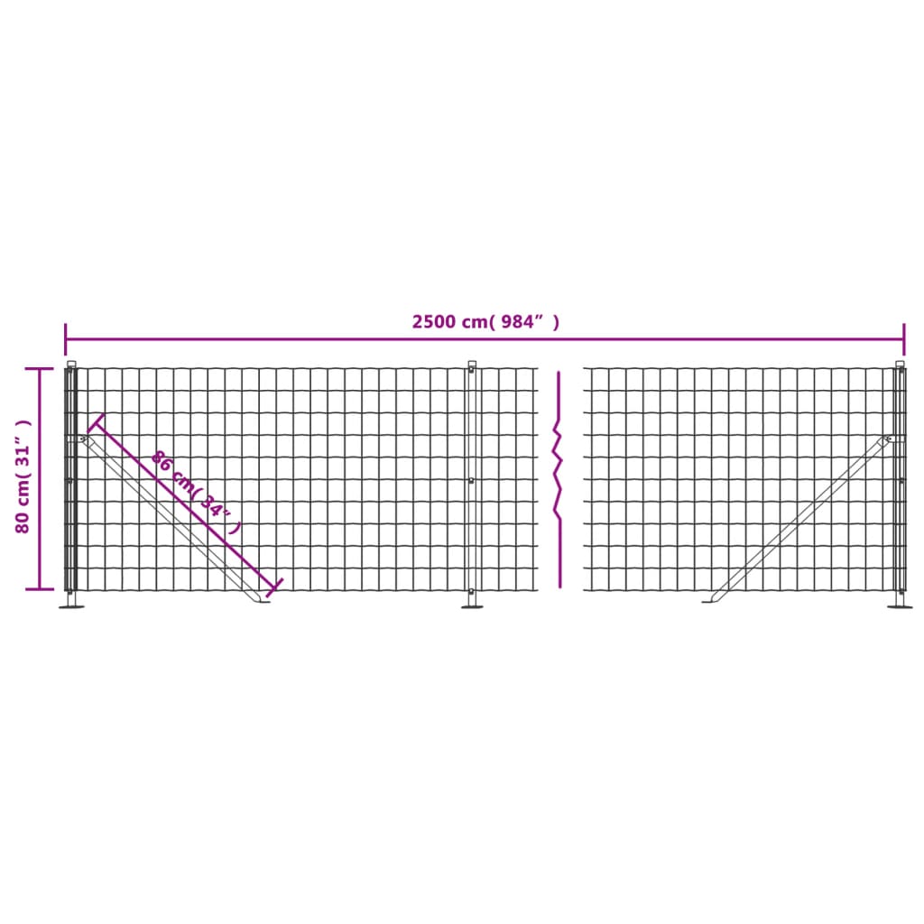 Wire Mesh Fence with Flange Anthracite 0.8x25 m