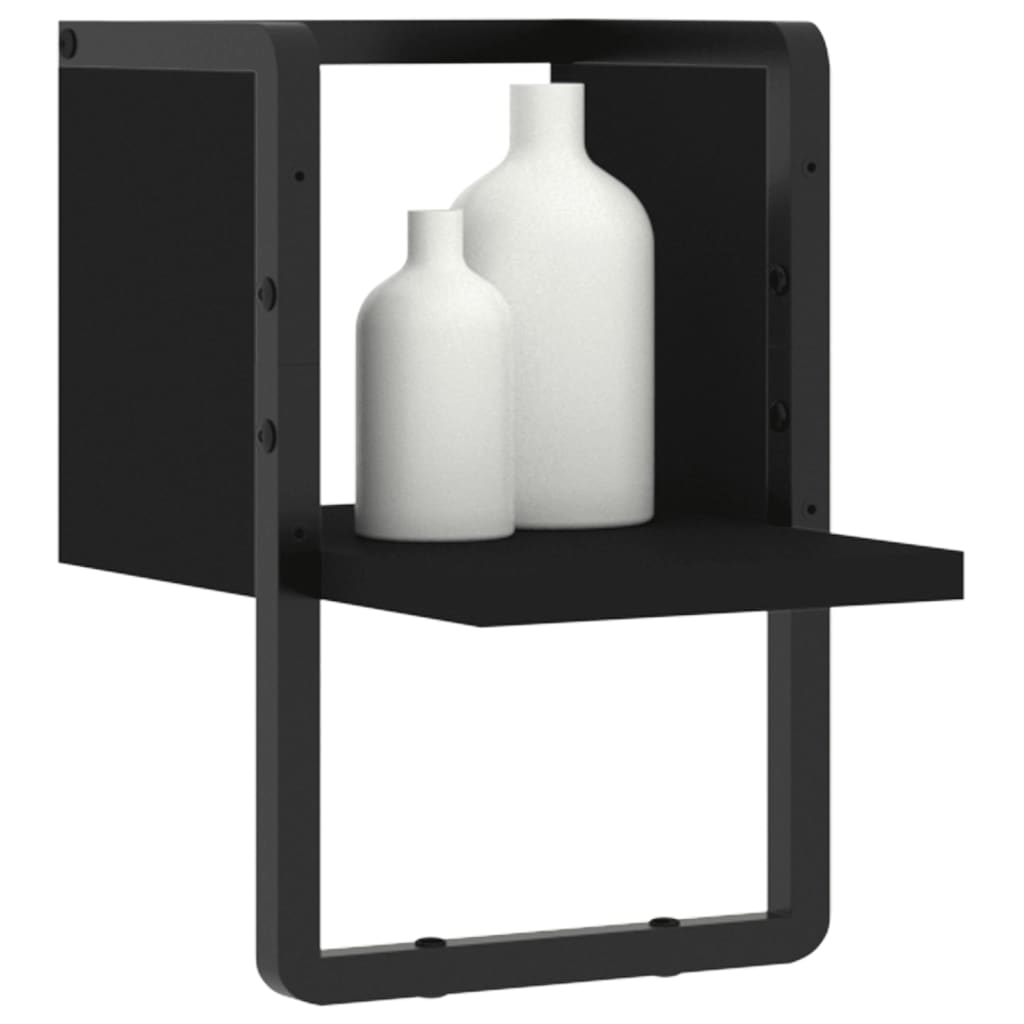 Wall Shelf with Bar Black 20x25x30 cm