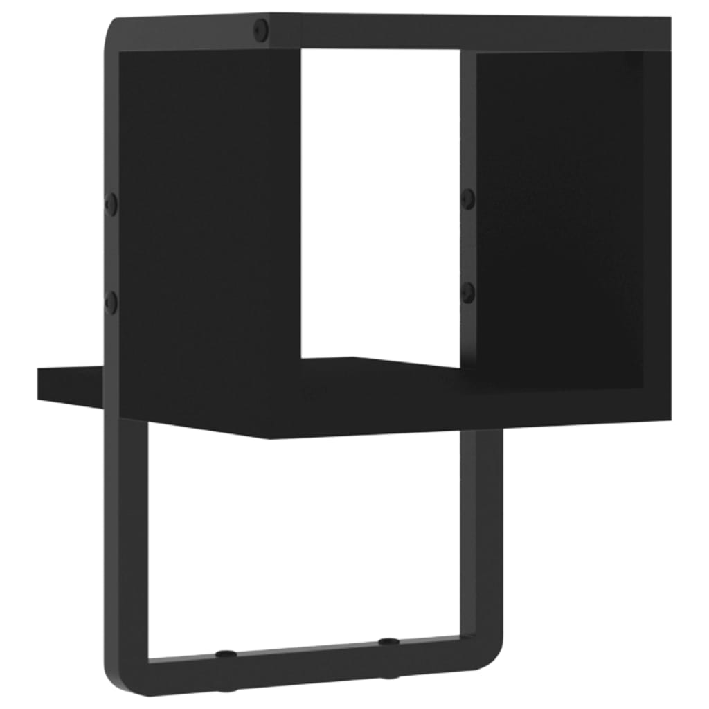 Wall Shelf with Bar Black 20x25x30 cm