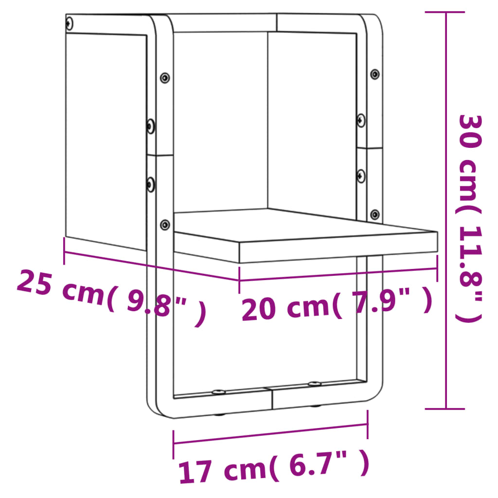 Wall Shelf with Bar Black 20x25x30 cm