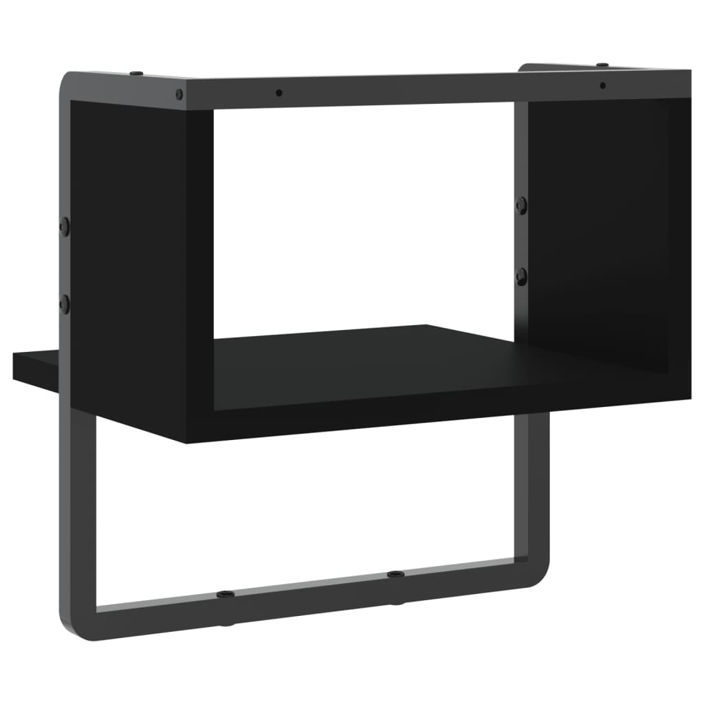 Wall Shelf with Bar Black 30x25x30 cm