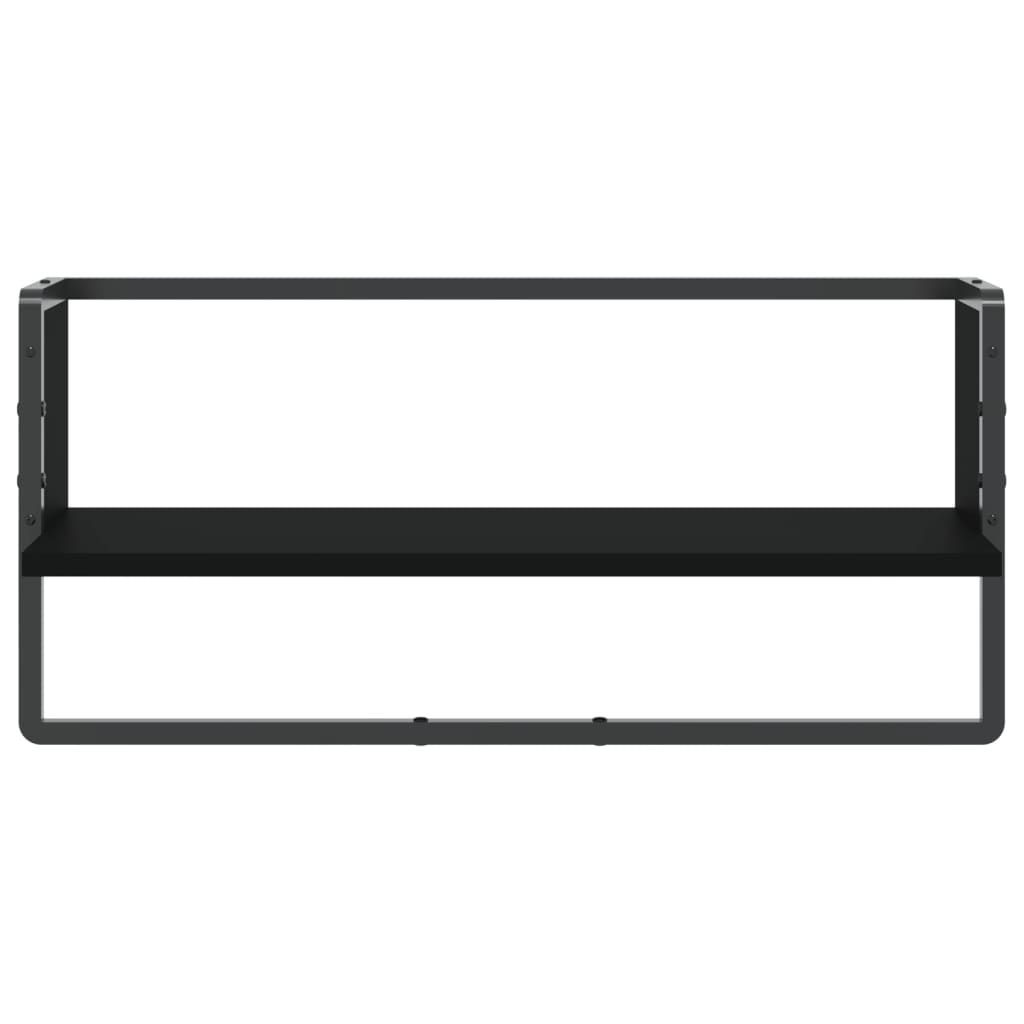 Wall Shelf with Bar Black 65x25x30 cm