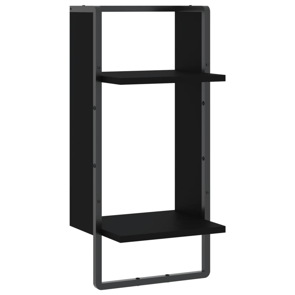 Wall Shelf with Bar Black 30x25x65 cm