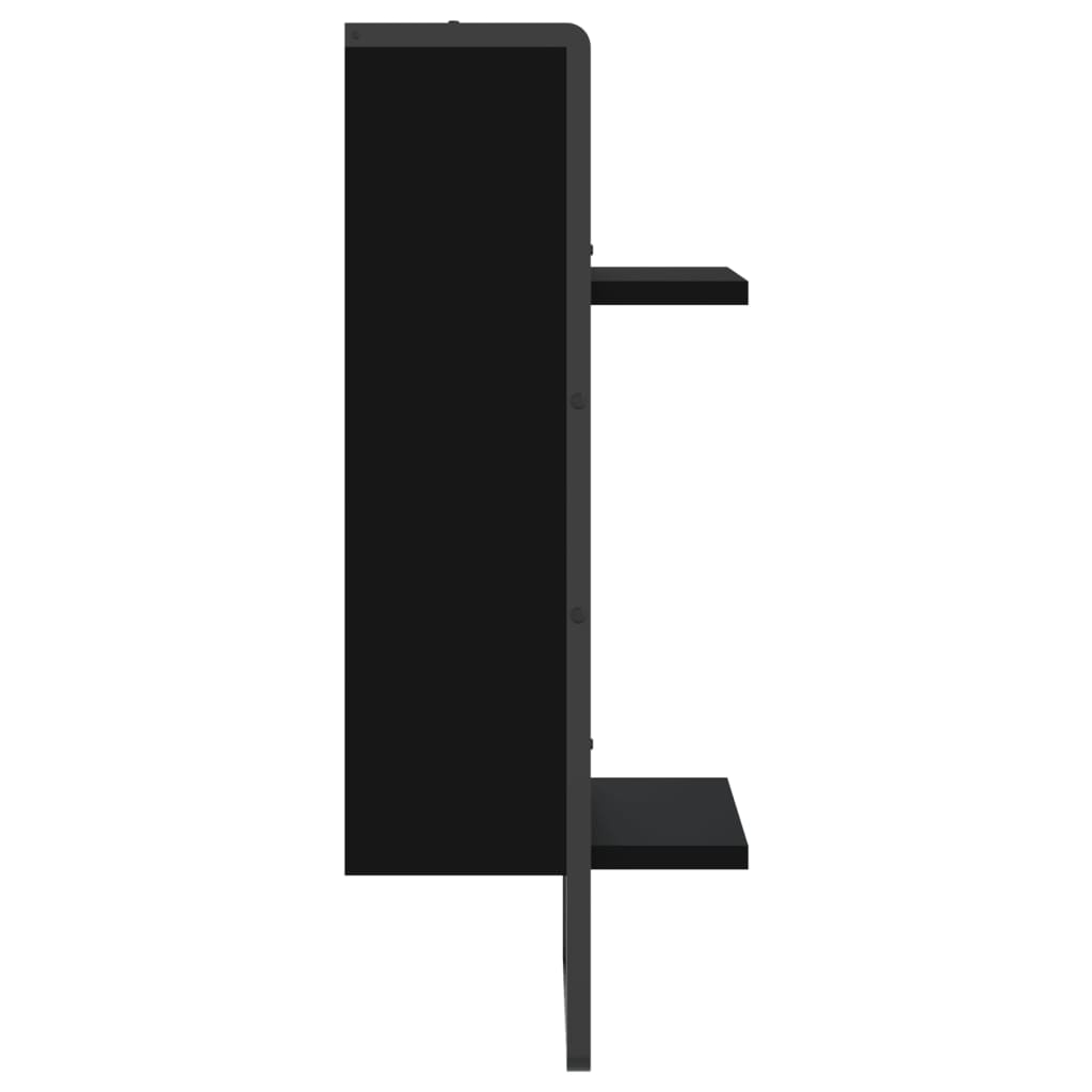 Wall Shelf with Bar Black 30x25x65 cm