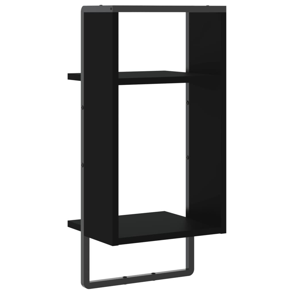 Wall Shelf with Bar Black 30x25x65 cm