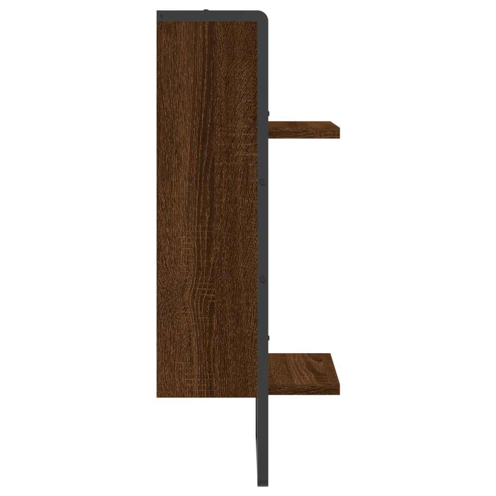 Wall Shelf with Bar Brown Oak 30x25x65 cm