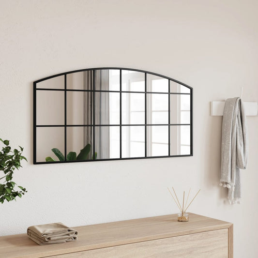 Wall Mirror Black 100x50 cm Arch Iron