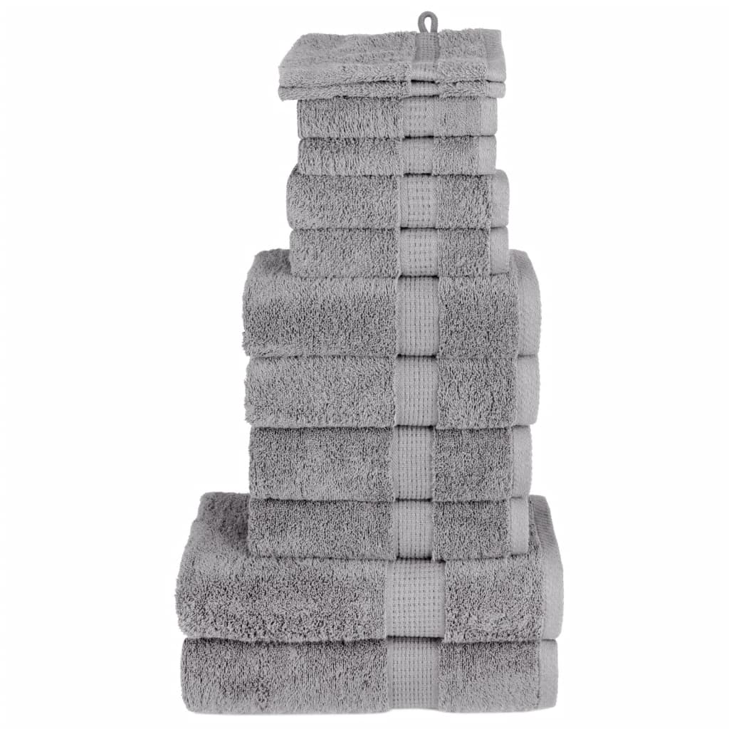 12 Piece Premium Towel Set SOLUND Grey 600 gsm