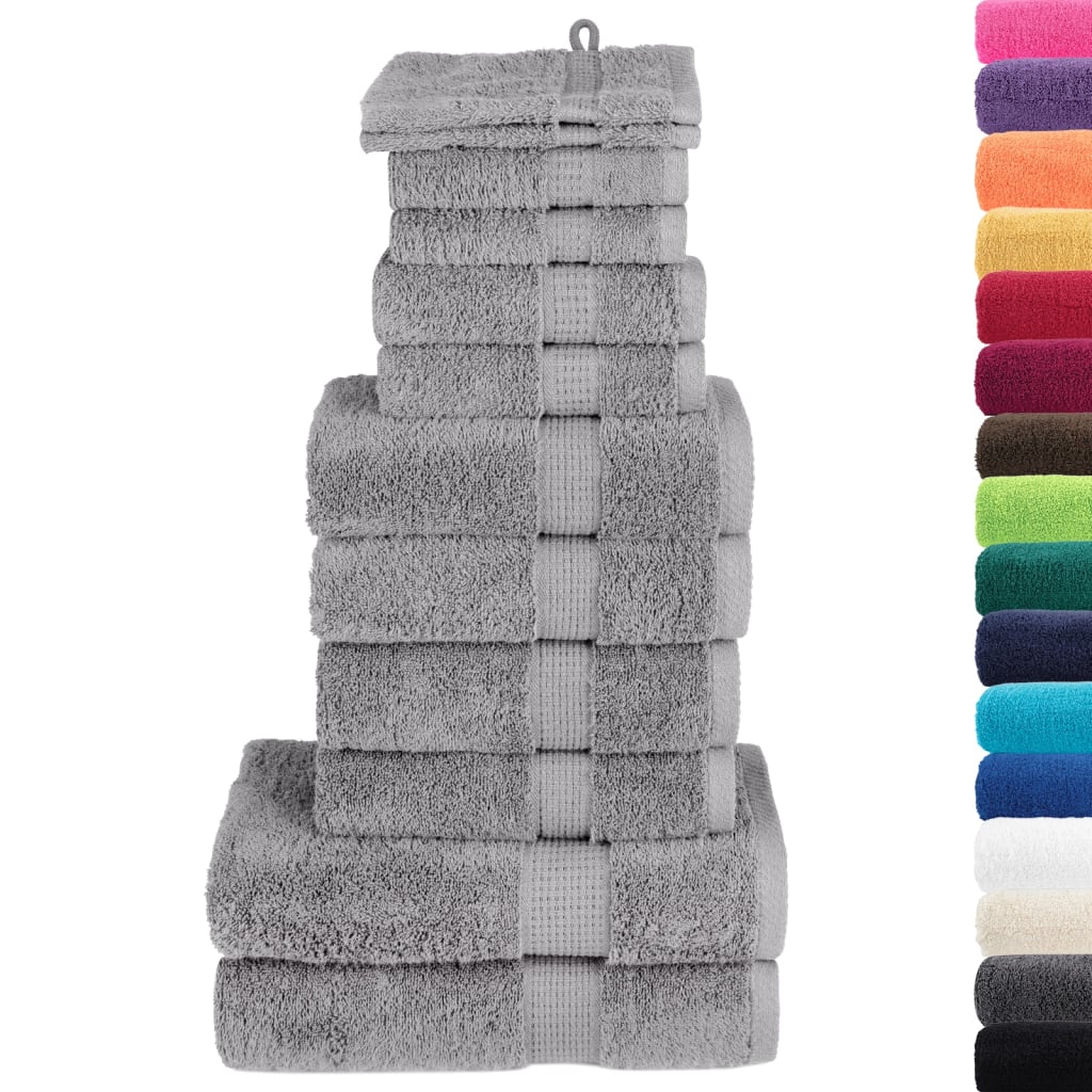 12 Piece Premium Towel Set SOLUND Grey 600 gsm