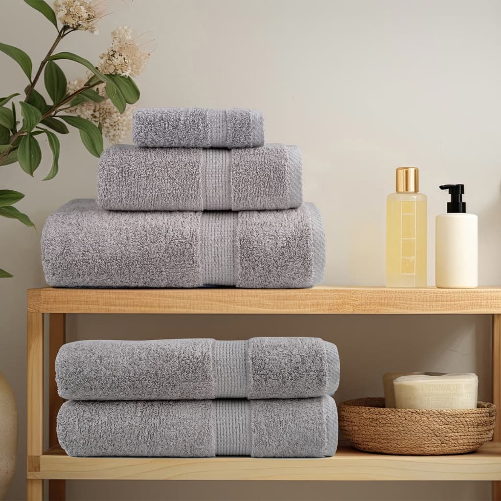 12 Piece Premium Towel Set SOLUND Grey 600 gsm