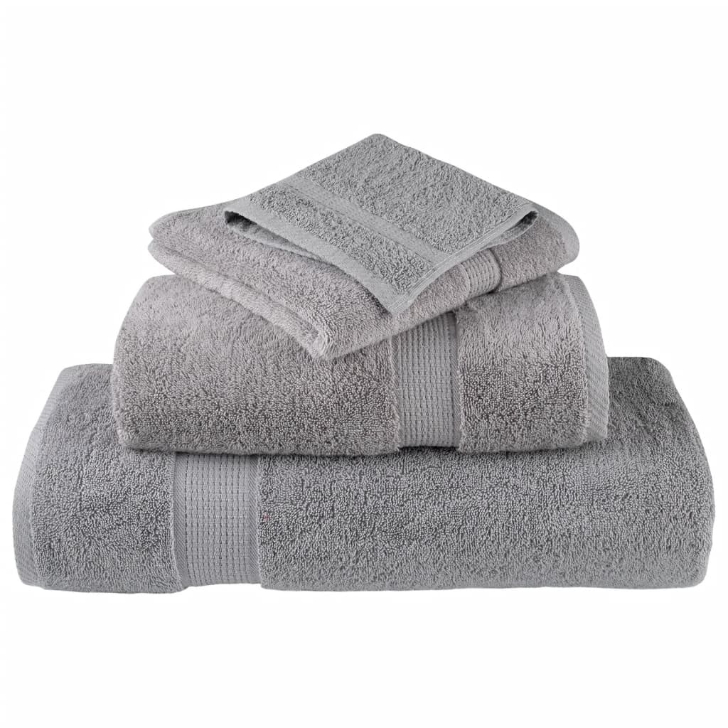 12 Piece Premium Towel Set SOLUND Grey 600 gsm