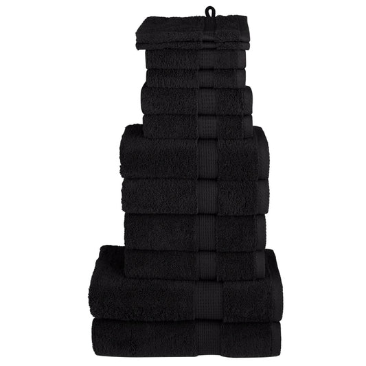 12 Piece Premium Towel Set SOLUND Black 600 gsm