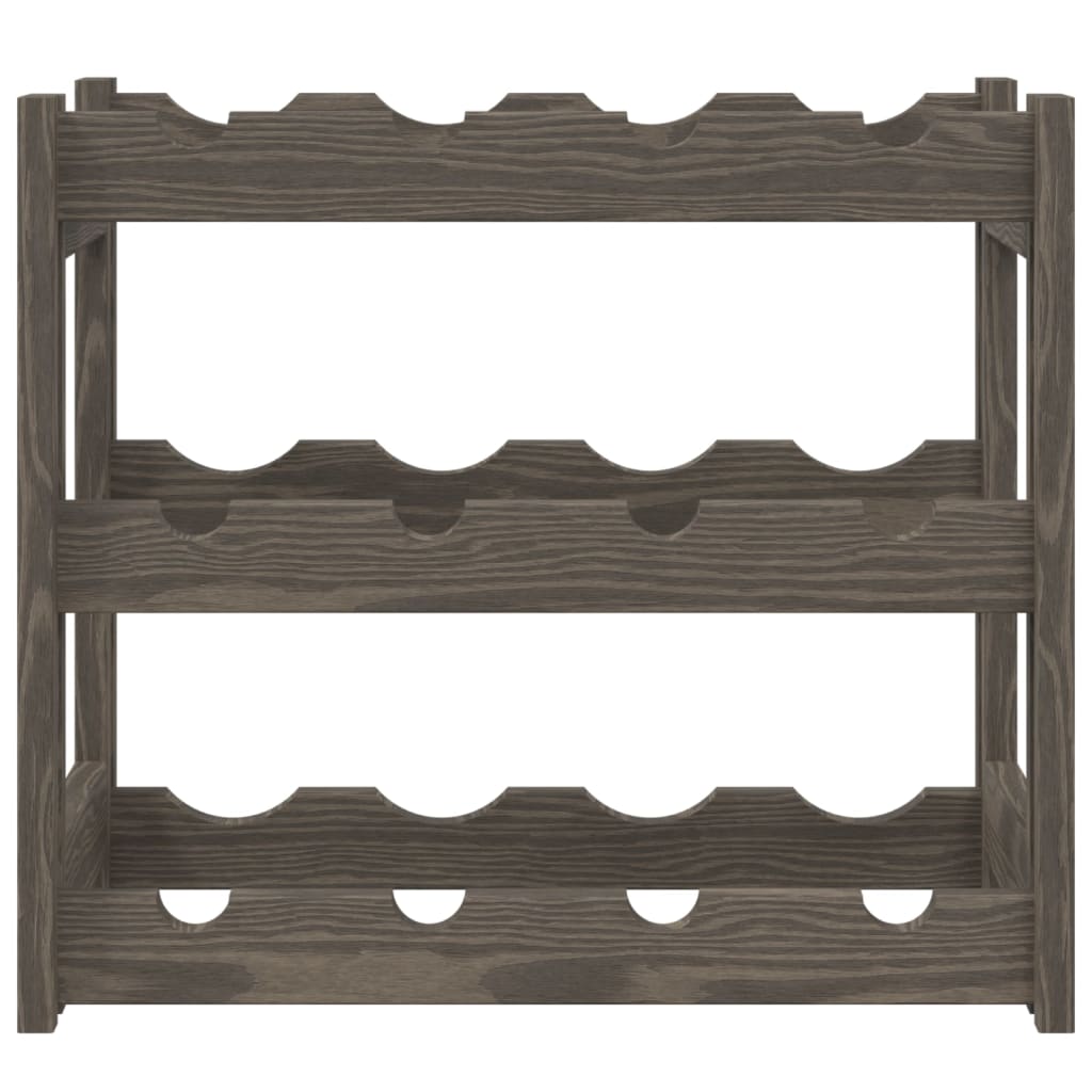 Wine Rack for 12 Bottles Grey Solid Wood Pine