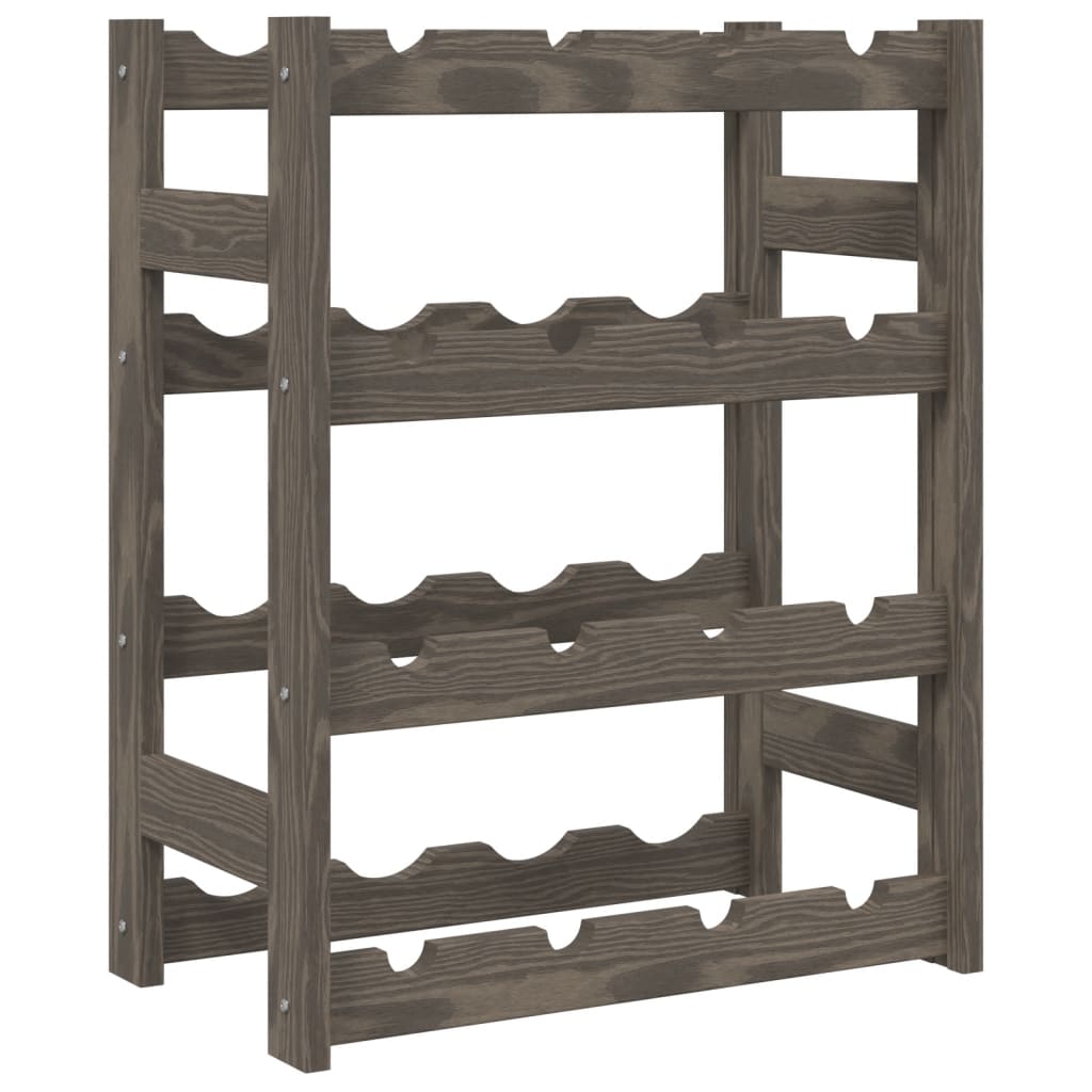 Wine Rack for 16 Bottles Grey Solid Wood Pine