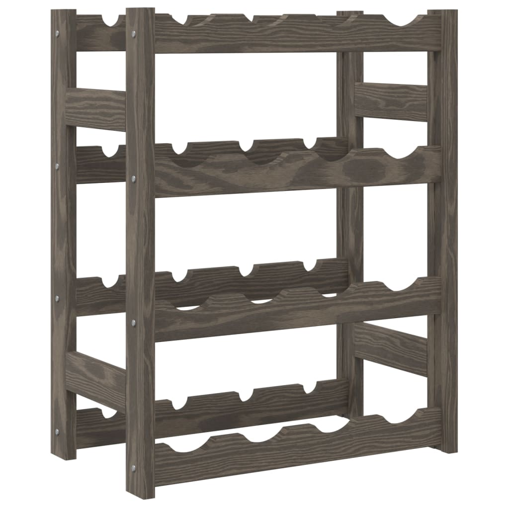 Wine Rack for 16 Bottles Grey Solid Wood Pine