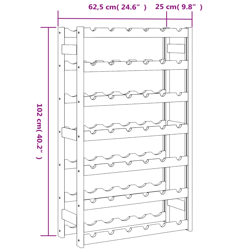 Wine Rack for 42 Bottles Grey Solid Wood Pine