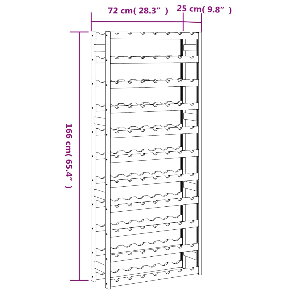 Wine Rack for 77 Bottles Grey Solid Wood Pine