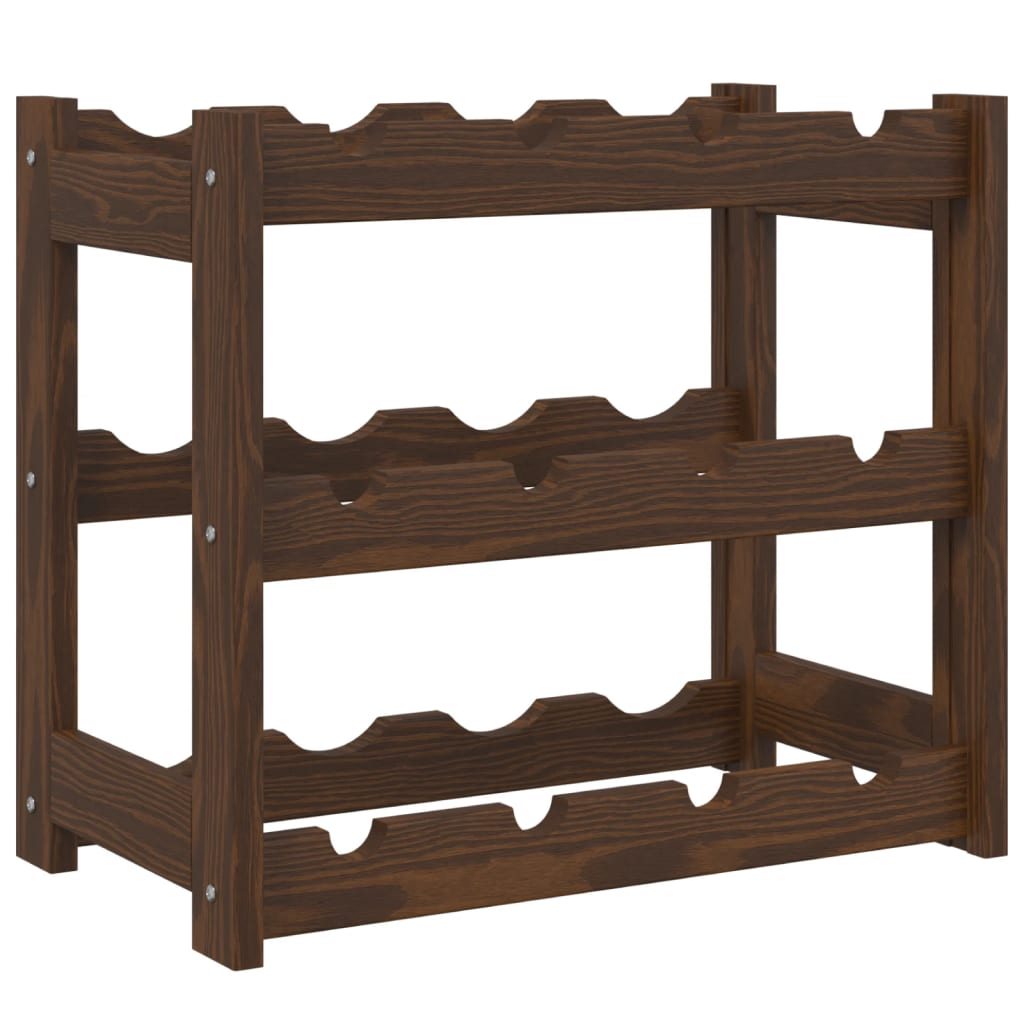 Wine Rack for 12 Bottles Brown Solid Wood Pine