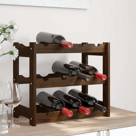 Wine Rack for 12 Bottles Brown Solid Wood Pine