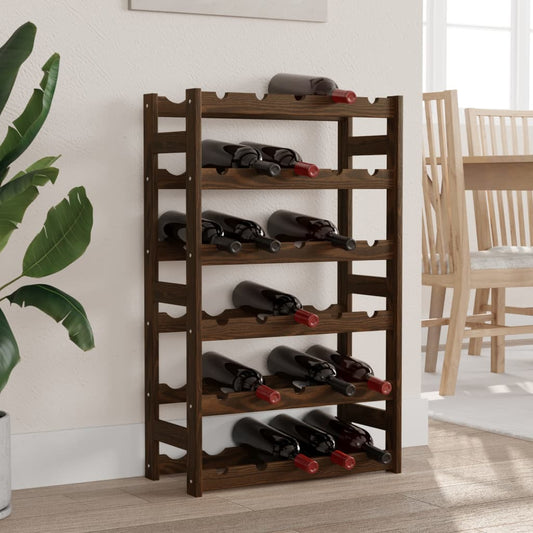 Wine Rack for 30 Bottles Brown Solid Wood Pine