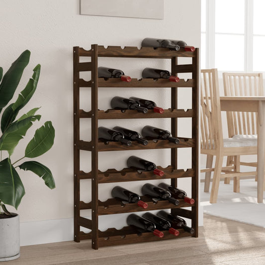 Wine Rack for 42 Bottles Brown Solid Wood Pine