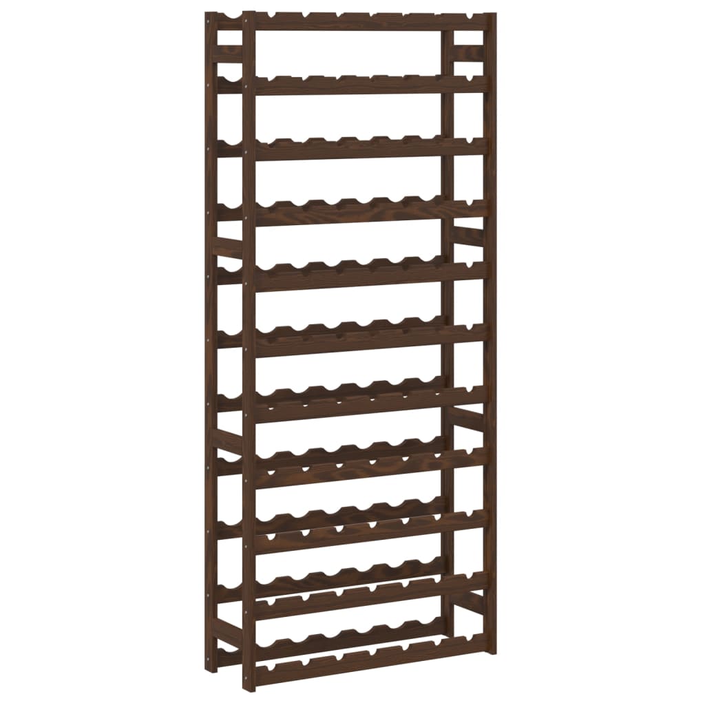 Wine Rack for 77 Bottles Brown Solid Wood Pine