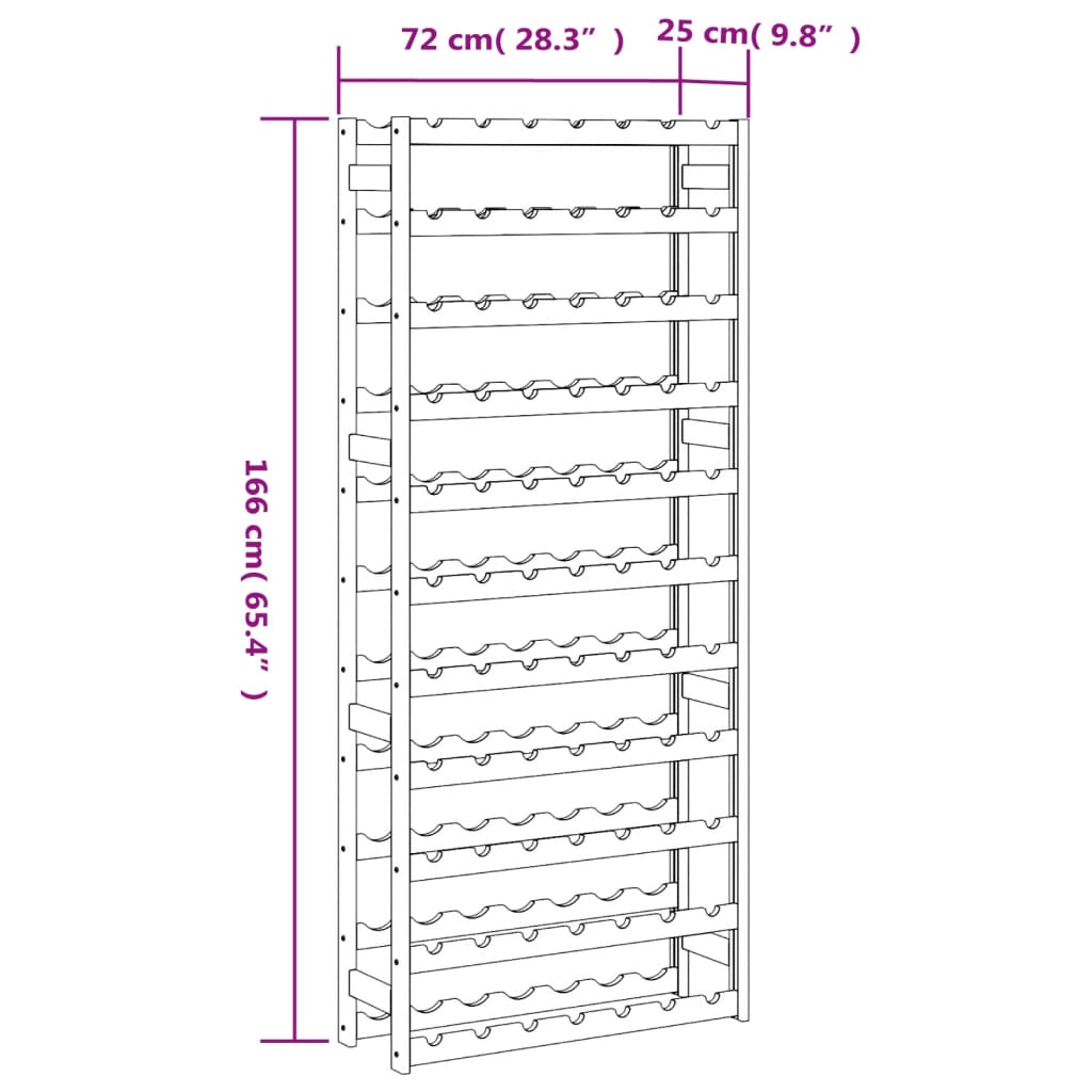 Wine Rack for 77 Bottles Brown Solid Wood Pine