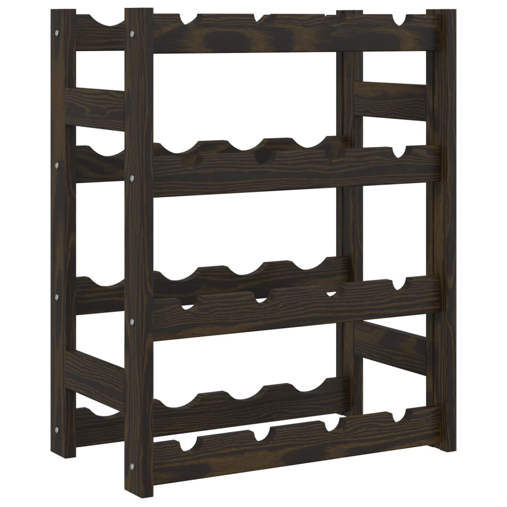 Wine Rack for 16 Bottles Black Solid Wood Pine