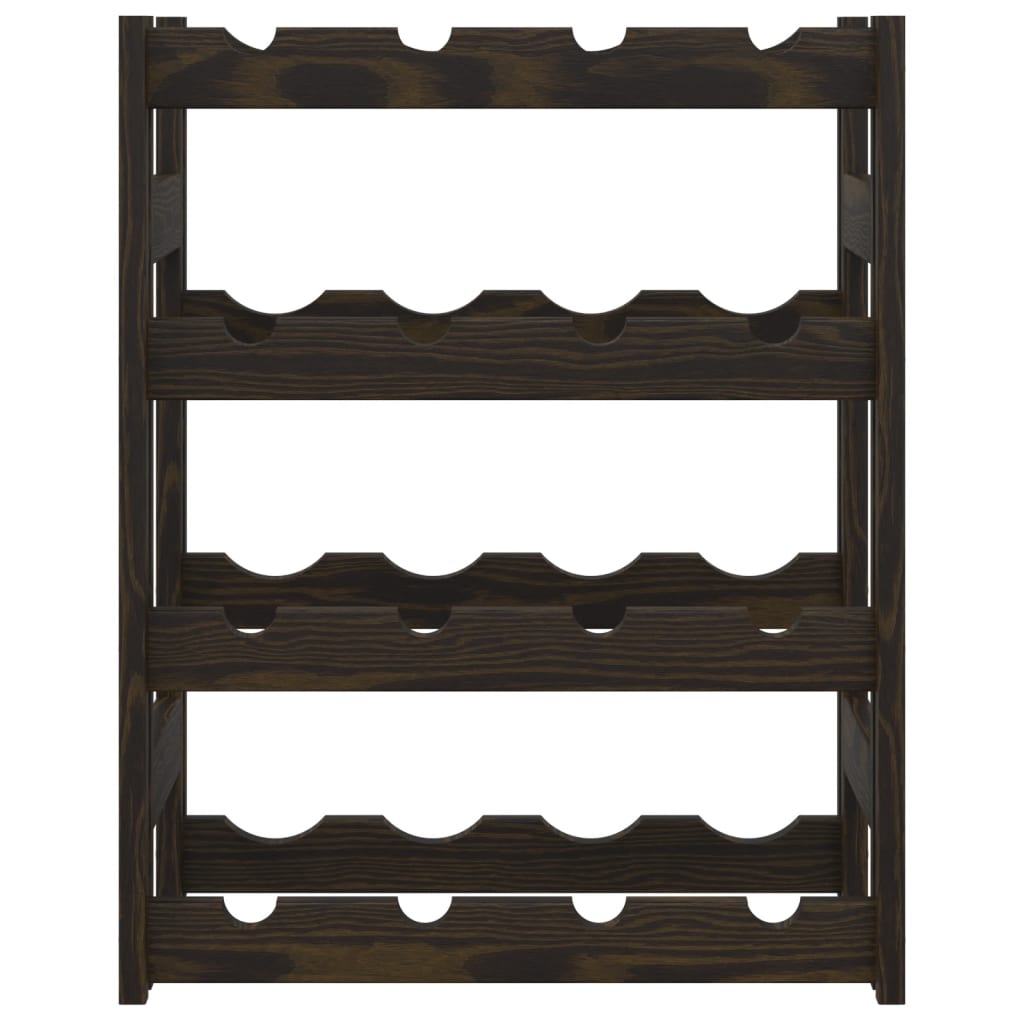 Wine Rack for 16 Bottles Black Solid Wood Pine