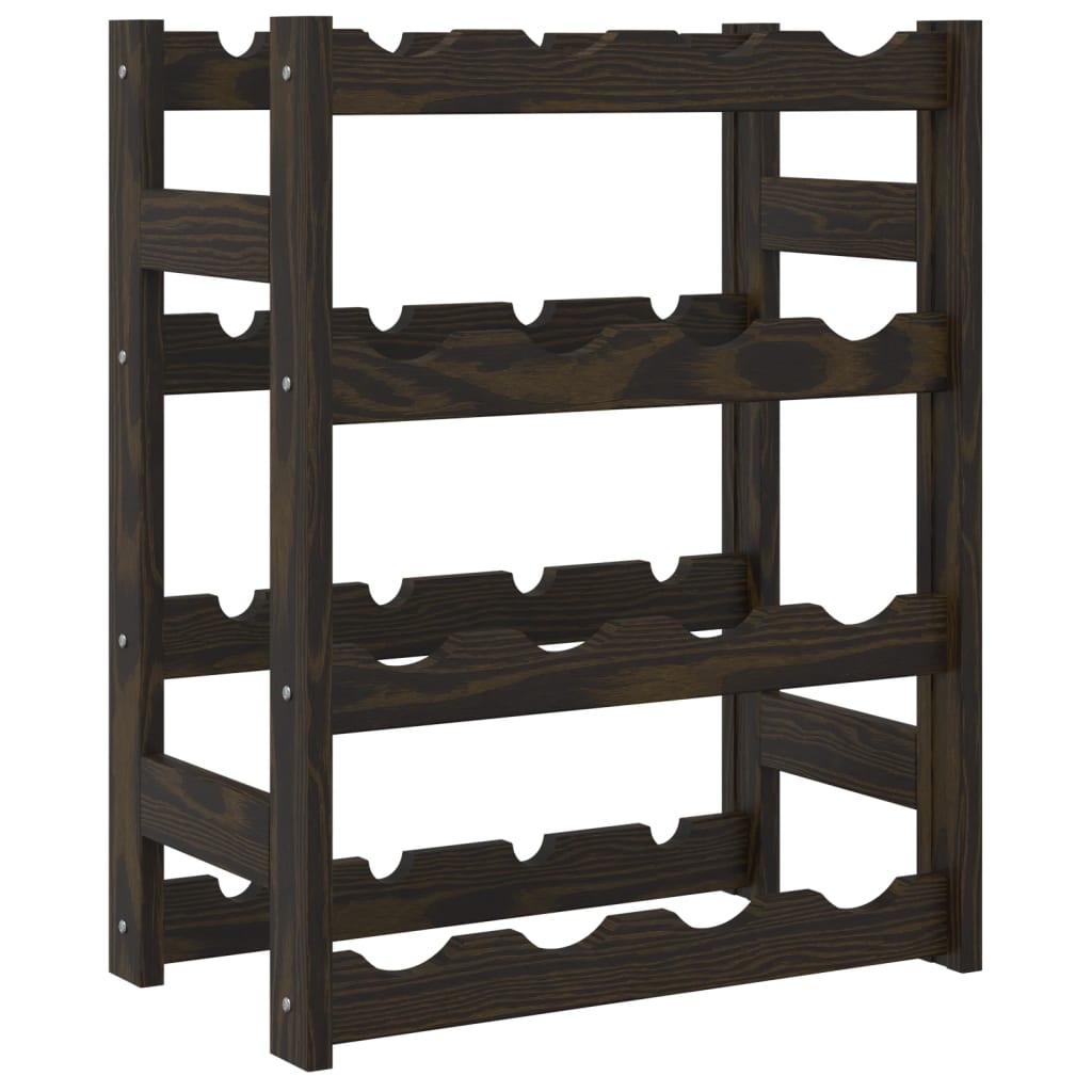 Wine Rack for 16 Bottles Black Solid Wood Pine